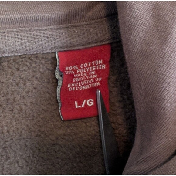 Chaps Denim Size Large Vintage Sweatshirt Brown Zip Hood L Mens Hoodie LS - Picture 5 of 8